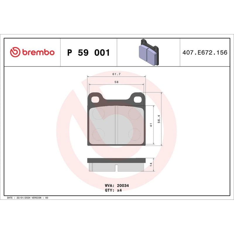 Brembo 4 x Front Brake Pad Set fits Alfa Romeo Alfasud Sprint 1976-1981 1.3 1.5