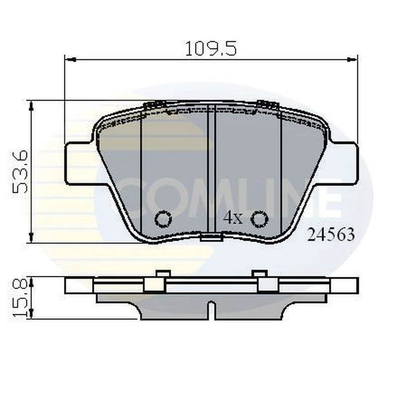Comline 4 x Rear Brake Pad Set fits Audi A1 2012 on 2.0