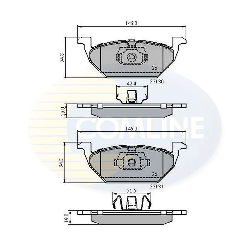 Comline 4 x Front Brake Pad Set fits Audi A1 2010-2018 1.0 1.2 1.4 1.6