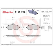 Brembo 4 x Front Brake Pad Set fits Citroën Dispatch II 2007-2016 1.6 2.0