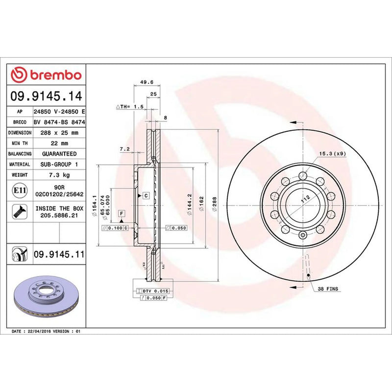 Brembo Front Brake Discs & Pads fits Skoda Superb I 2001-2008 1.8 1.9 2.0