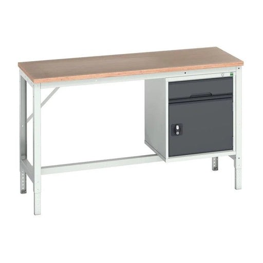 Bott Verso Adjustable Bench with Cupboard + Drawer, mpx Top 1500 x 600mm