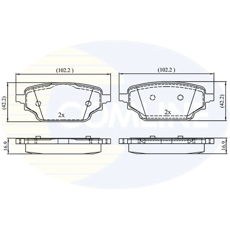 Comline 4 x Rear Brake Pad Set fits Nissan Townstar Box Body/Mpv 2021-2022 1.3