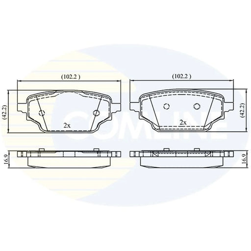 Comline 4 x Rear Brake Pad Set fits Nissan Townstar Box Body/Mpv 2021-2022 1.3