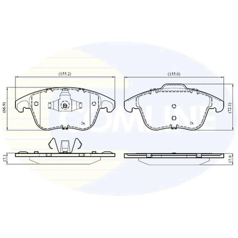 Comline 4 x Front Brake Pad Set fits Opel Corsa F 2019 on 1.2 1.5