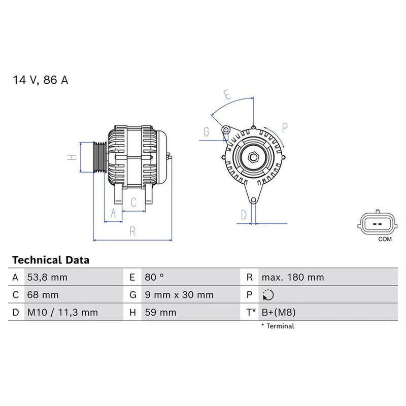 Bosch Car Alternator 12V fits Renault Twingo II 2007-2014 1.2
