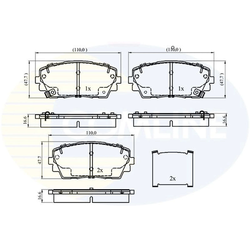 Comline 4 x Front Brake Pad Set fits Kia Picanto II 2011-2017 1.0 1.2