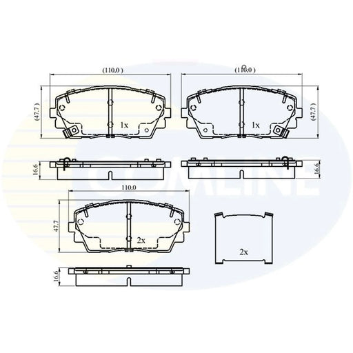 Comline 4 x Front Brake Pad Set fits Kia Picanto II 2011-2017 1.0 1.2