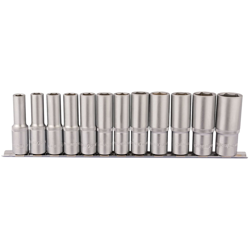 Draper Deep Socket Set on Metal Rail, 1/2" Sq. Dr. (12 Piece) 16403 Draper - Dynamic Drive
