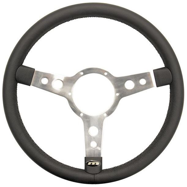 Classic 12" Traditional Vinyl 3 Spoke Steering Wheel With Polished Centre Mountney Classic  - Dynamic Drive