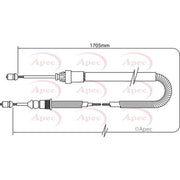 Apec Handbrake Cable Left Rear fits Peugeot 206 1999-2009 1.4 1.6 2.0