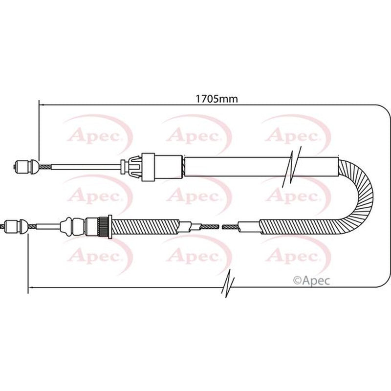 Apec Handbrake Cable Left Rear fits Peugeot 206 1999-2009 1.4 1.6 2.0