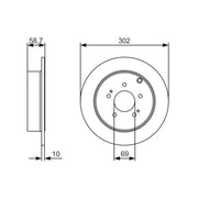 Bosch 2 x Solid Brake Discs fits Mitsubishi Grandis 2004-2011 2.0 2.4