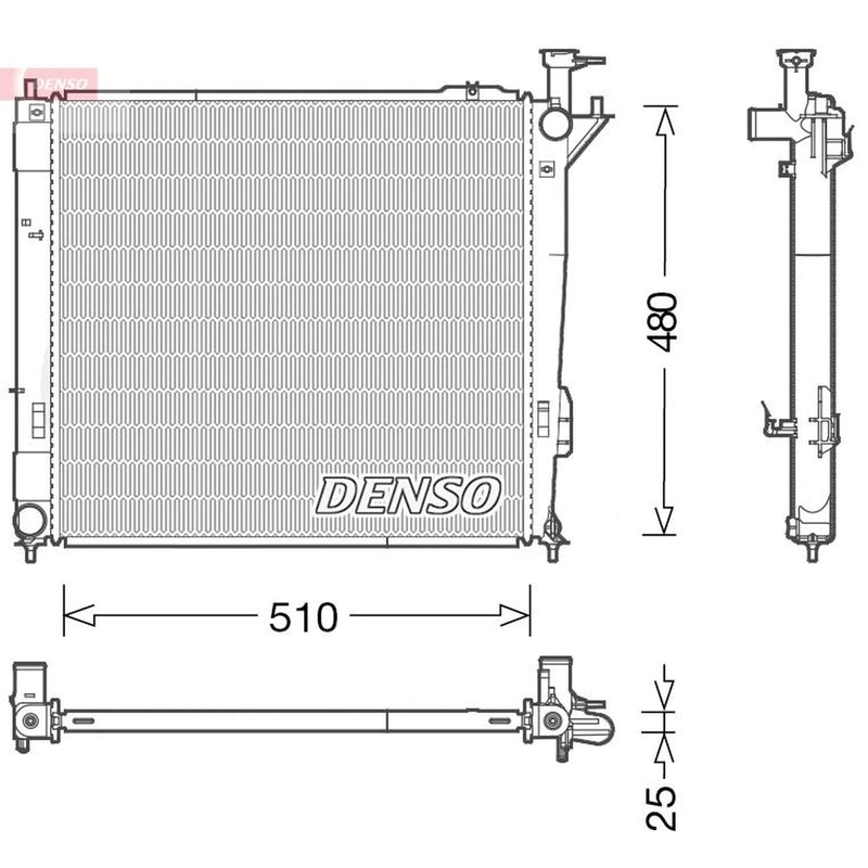 Denso Engine Radiator fits Hyundai Santa Fé II 2009-2012 2.0 2.2