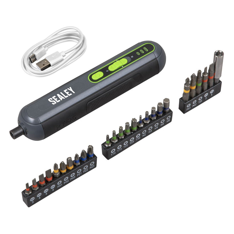 Sealey Cordless Screwdriver with Bit Set 4V 25pc CP4VSD Sealey - Dynamic Drive