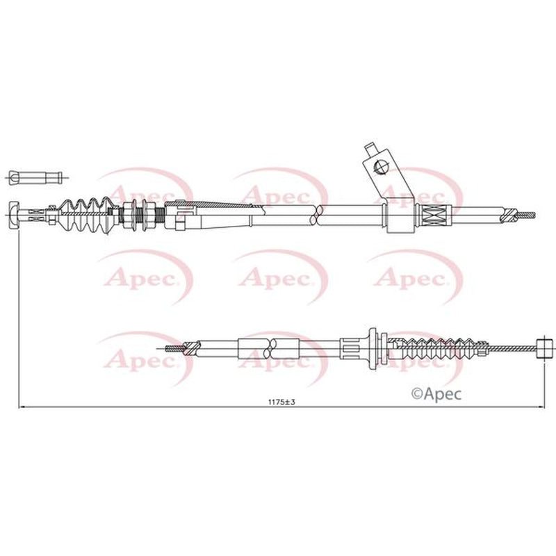 Apec Handbrake Cable Right Rear fits Mazda MX-5 1998-2005 1.6 1.8