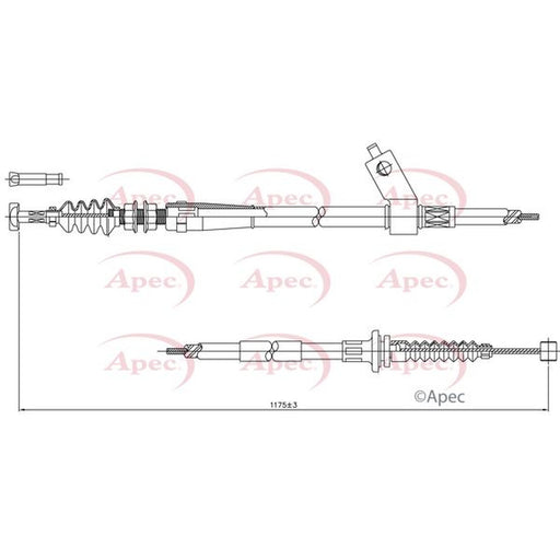 Apec Handbrake Cable Right Rear fits Mazda MX-5 1998-2005 1.6 1.8