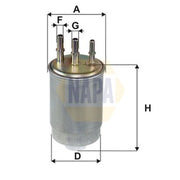 NAPA Fuel Filter Element fits Ssangyong Actyon I 2005-2013 2.0