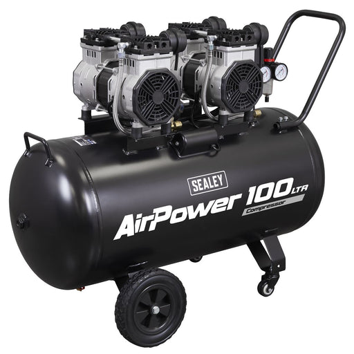 Sealey 100L Oil Free Low Noise Direct Drive Air Compressor 2 x 2hp SAC10001S Sealey - Dynamic Drive