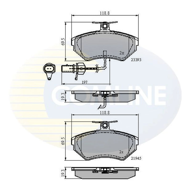 Comline 4 x Front Brake Pad Set fits Audi A4 B5 1994-2001 1.6 1.8 1.9