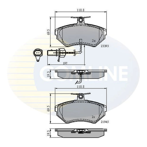 Comline 4 x Front Brake Pad Set fits Audi A4 B5 1994-2001 1.6 1.8 1.9
