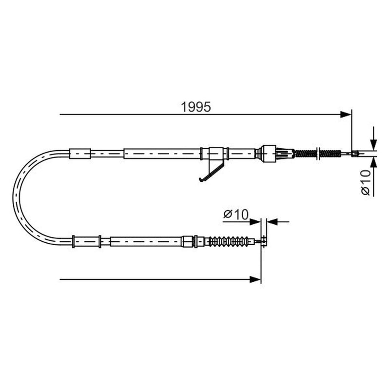 Bosch Handbrake Cable Rear fits Mitsubishi L200 1996-2007 2.4 2.5 2.8