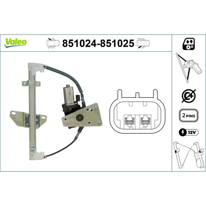 Valeo Electric Window Regulator Lifter Right Rear 851025