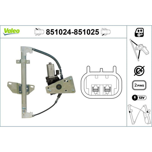 Valeo Electric Window Regulator Lifter Right Rear 851025