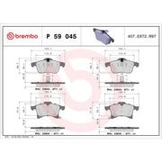 Brembo 4 x Front Brake Pad Set fits Chevrolet Zafira 2001-2012 2.0