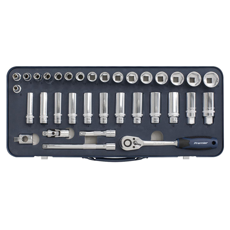 Sealey Socket Set 34pc 3/8"Sq Drive Lock-Onï 6pt Metric AK27481 Sealey - Dynamic Drive