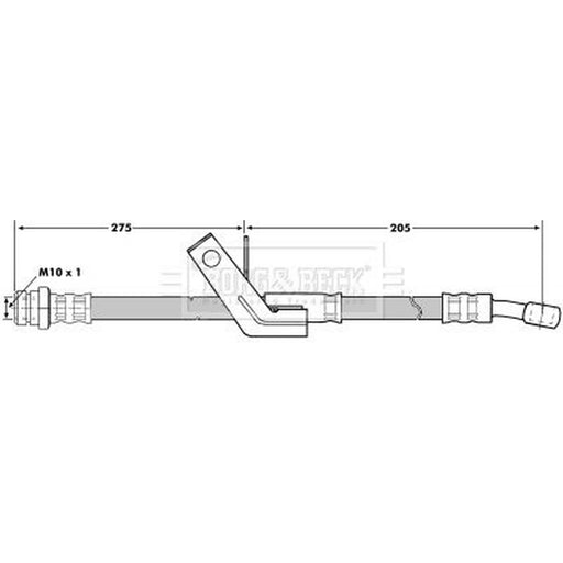 Borg & Beck Brake Hydraulic Hose Line Rear Left BBH7045