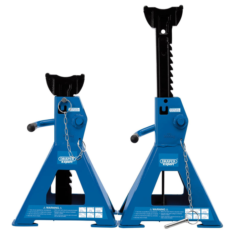 Draper Pair of Pneumatic Rise Ratcheting Axle Stands, 3 Tonne 01813 Draper - Dynamic Drive