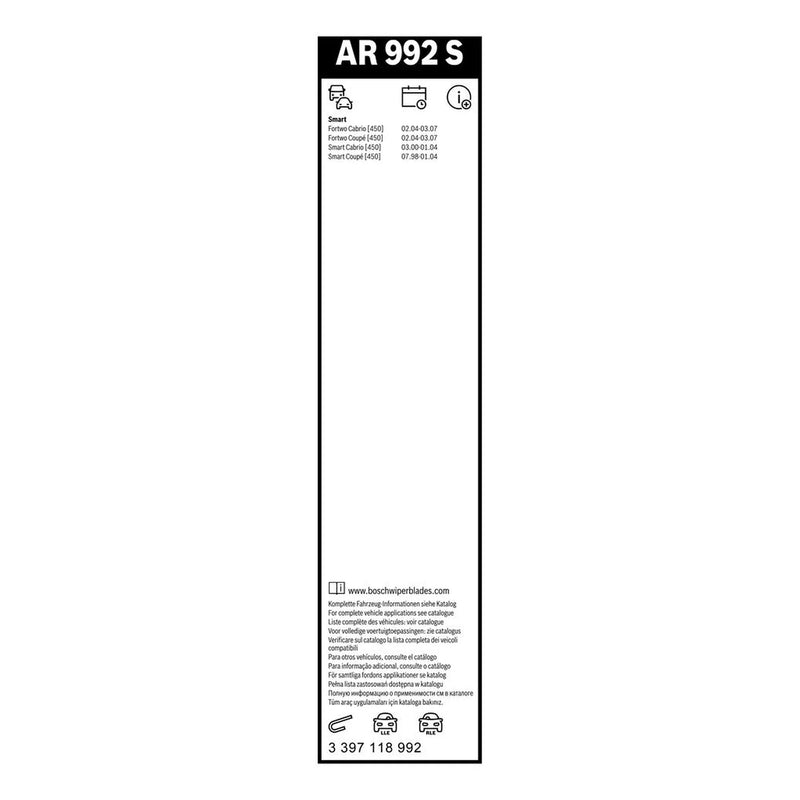 Bosch Aerotwin Front Wiper Blade Set 530mm + 530mm — AR992S fits Smart Cabrio