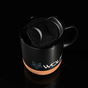 Wolf Outdoors Ceramic Mug with Lid and Cork Base Black Wolf Outdoors - Dynamic Drive