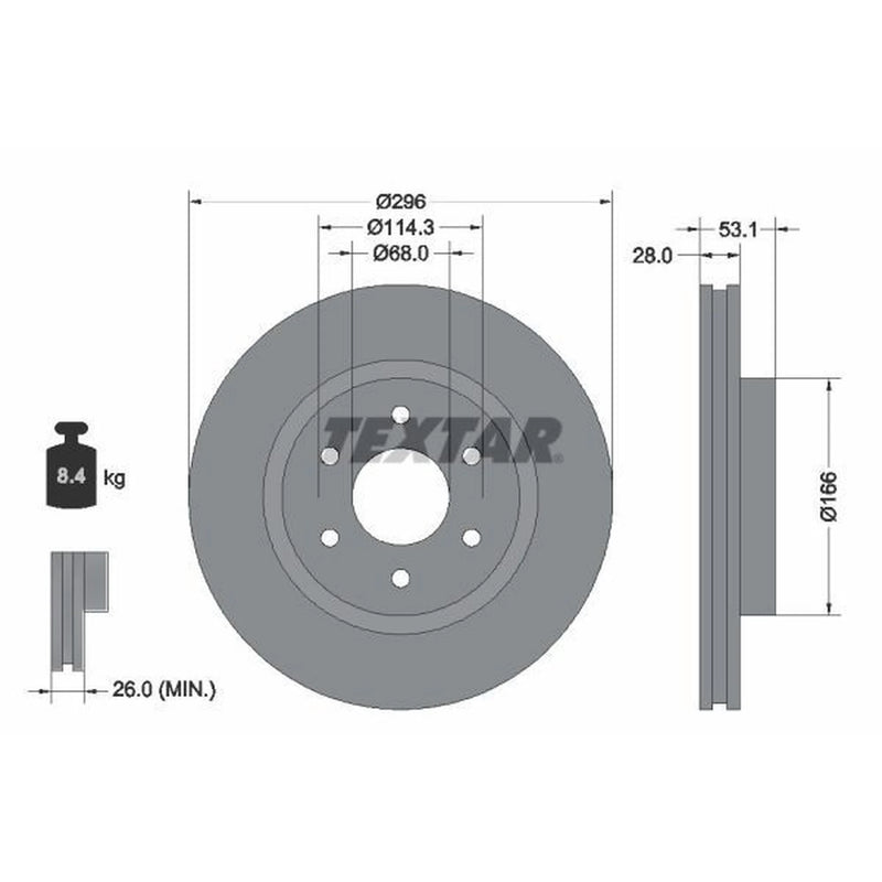 Textar 2 x Vented Front Brake Discs 92285803-x2