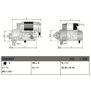Denso Starter Motor 12V 1.1kW 9 Teeth fits Fiat Stilo 2005-2006 1.6