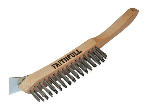 Faithfull 680/4S Heavy-Duty Scratch Brush with Scraper - 4 Row Faithfull - Dynamic Drive