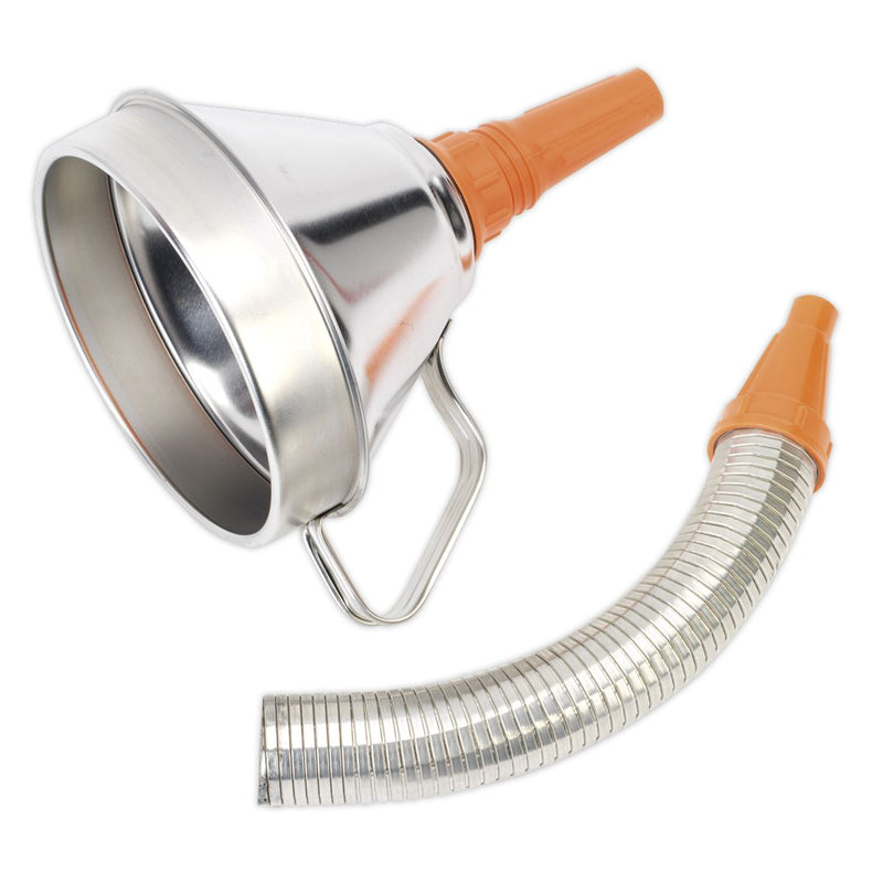 Sealey Funnel Metal with Flexible Spout & Filter160mm FM16F Sealey - Dynamic Drive