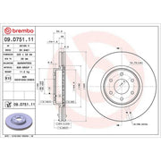 Brembo 2 x Internally Vented Front Brake Discs 09.D751.11-x2