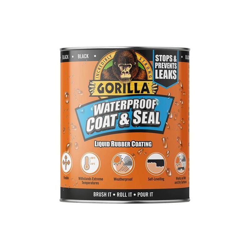 Gorilla Glue Waterproof Coat & Seal Liquid Rubber Coating Black 946ml Gorilla Glue - Dynamic Drive