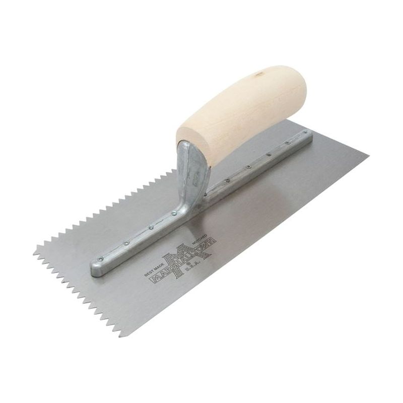 Marshalltown M701S Notched Trowel V 3/16in Wooden Handle 11 x 4.1/2in Marshalltown - Dynamic Drive