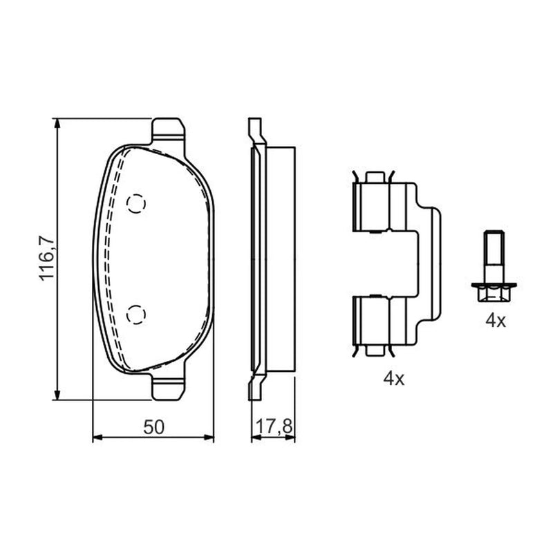 Bosch Front & Rear Pads fits Lancia Thesis 2003-2009 2.4