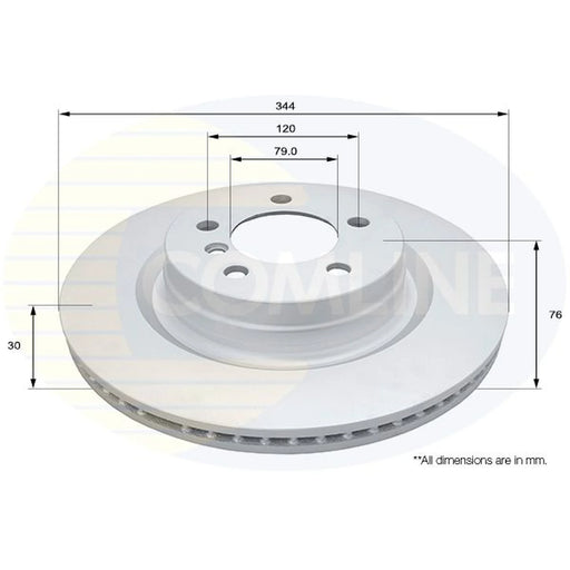 Comline 2 x Brake Discs fits Land Rover Range Rover 2002-2012 3.0 4.4