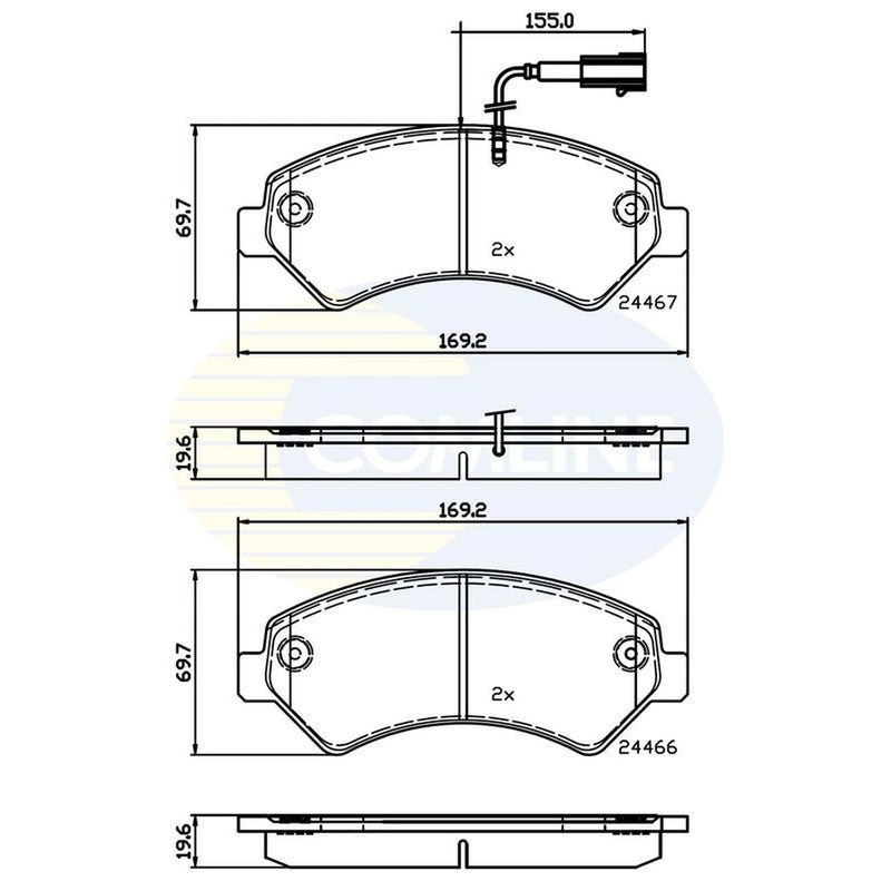 Comline 4 x Front Brake Pad Set fits Citroën Relay III 2006-2023 2.0 2.2 3.0