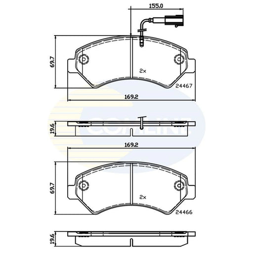 Comline 4 x Front Brake Pad Set fits Citroën Relay III 2006-2023 2.0 2.2 3.0