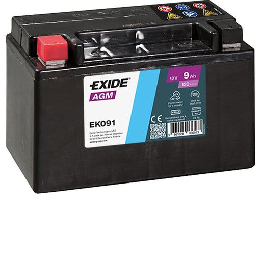 Exide AGM Auxiliary Battery 12V 9Ah 120A EK091