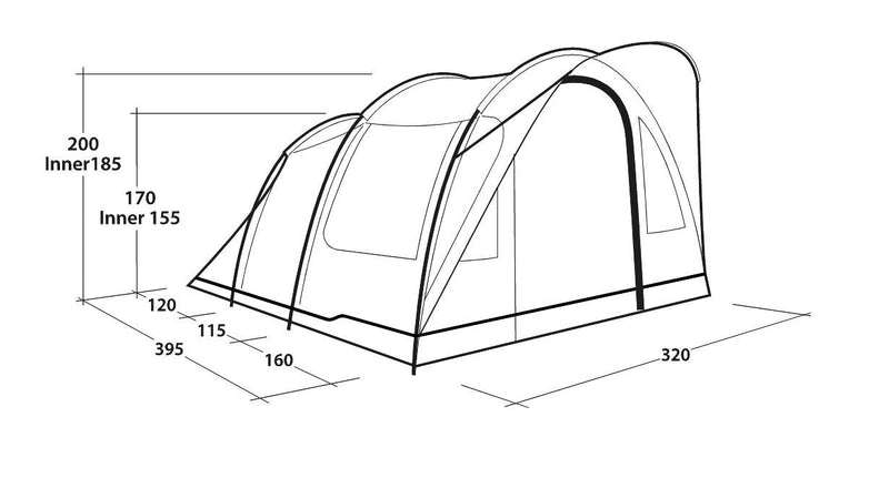 Outwell Sky 5 Pole Tent Blue 5 Person Outwell - Dynamic Drive