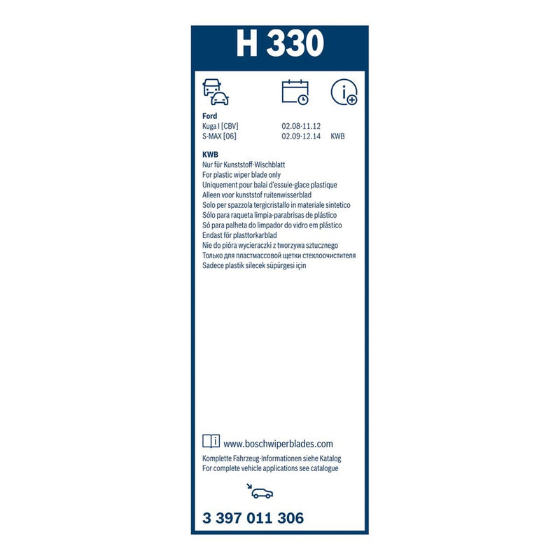 Bosch Conventional Wiper Blade 330mm — H330 fits Ford Focus III 2010-2020