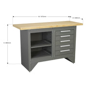Sealey Workbench with 5 Drawers Ball-Bearing Slides Heavy-Duty AP2030BB Sealey - Dynamic Drive