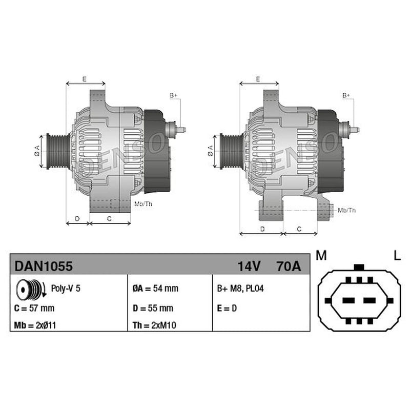 Denso Car Alternator 12V fits Opel Agila A 2000-2007 1.0 1.2